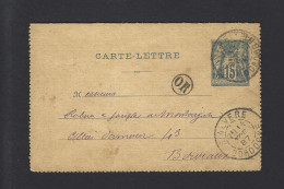 LETTRE FRANCE SAGE N° 90 ALVERE DORDOGNE + OR CAMBRAUX 1887 - 1877-1920: Semi Modern Period