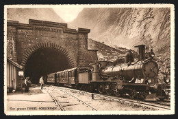 AK Gotthardbahn Am Grossen Tunnel Bei Goeschenen  - Treni