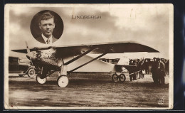 AK Flugzeug Spirit Of St. Louis, Porträt Lindbergh  - Autres & Non Classés