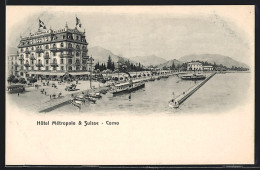 Cartolina Como, Hotel Metropole & Suisse, Dampfer  - Como