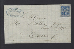 LETTRE FRANCE SAGE N° 90 LIMOGES NON OBLITERE - 1877-1920: Periodo Semi Moderno