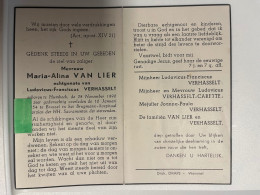 Devotie DP - Overlijden Maria Van Lier Echtg Verhasselt - Humbeek 1890 - Brussel 1954 - Obituary Notices