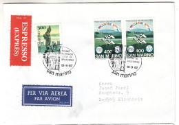 Saint Marin - Lettre Exprès De 1987 - Oblit San Marino - Exp Vers Kirchheim - Cachet De Mindelheim - Drapeaux - - Brieven En Documenten