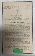 Devotie DP - Overlijden Johanna Raadschelder Echtg Seyssens - Kalk 1894 - Brussel 1954 1954 - Décès