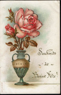 CPA Carte Postale  Belgique Souhaits De Bonne Fête Une Rose Dans Un Vase 1906  VM81321 - Andere & Zonder Classificatie