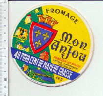 Etiquette Fromage Noyant Camembert Blason Anjou Fleur De Lys Château Angers Pont Saumur ?? Histoire CP/GF - Cheese