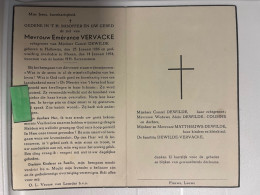 Devotie DP - Overlijden Emérance Vervacke - Echtg Dewilde - Hallewijn (Fr) 1886 - Menen 1954 - Décès