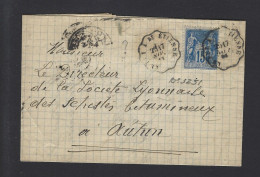 LETTRE FRANCE SAGE N° 90  LE PUY A ST ETIENNE 1886 - 1877-1920: Periodo Semi Moderno