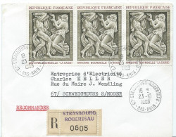 LETTRE RECOMMANDEE 1969 AVEC 3 TIMBRES ANTOINE BOURDELLE - LA DANSE - - Storia Postale