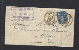 LETTRE FRANCE SAGE N° 90  TOULOUSE 1885 DAGUIN - 1877-1920: Periodo Semi Moderno