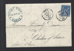 LETTRE FRANCE SAGE N° 90  PARIS 1880 - 1877-1920: Periodo Semi Moderno