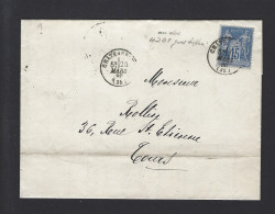 LETTRE FRANCE SAGE N° 90  CHATEAUROUX 1880 + BUREAU DE PASSE AU DOS 4201 - 1877-1920: Période Semi Moderne