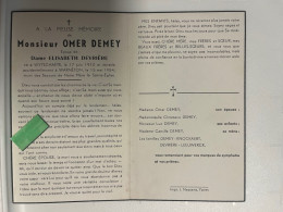 Devotie DP - Overlijden Omer Demey Echtg Devrière - Wytschaete 1910 - Warneton 1954 - Obituary Notices