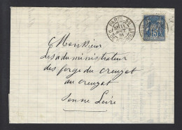 LETTRE FRANCE SAGE N° 90  PARIS 1885 DAGUIN - 1877-1920: Semi-Moderne