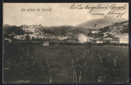 Cartolina Carsoli, Panorama Mit Ruine Und Villa  - Other & Unclassified