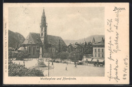 Cartolina Bozen, Waltherplatz Und Pfarrkirche  - Bolzano (Bozen)