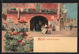 Lithographie Napoli, Venditriei Di Verdura  - Napoli (Naples)