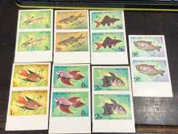 VIET  NAM  NORTH STAMPS-print Test Imperf-1984-(OMAMENTAI FISHES)7 PCS 14 STAMPS Good Quality - Vietnam