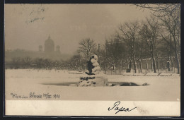 AK Wien, Ortspartie Mit Brunnen Im Schnee  - Other & Unclassified