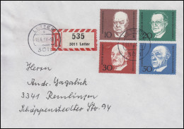 554-557 Adenauer, Churchill, De Gasperi, Schuman Aus Bl.4 Auf FDC LETTER 19.4.68 - Briefe U. Dokumente