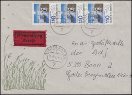 1100 Polarforschung 3x 110 Pf. MeF Eil-Brief STUTTGART 16.5.83 Nach Bonn - Storia Postale