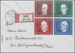 554-557 Churchill De Gasperi Schuman Adenauer Aus Bl. 4 Auf FDC LETTER 19.4.68 - Cartas & Documentos