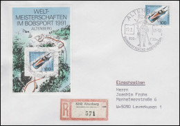 Block 23 Bobsport WM Mit Ezm Aus Bl.23, R-Bf SSt Altenberg Wintersport 10.2.91   - Winter (Other)