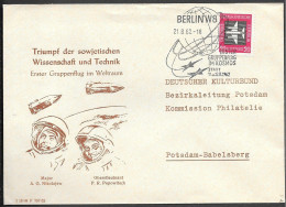 Germany DDR Space Cover 1962. Nikolayev Popovich "Vostok 3,4" 1st Group Flight - Europe