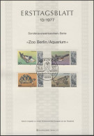 ETB 13/1977 Aquarium Berliner Zoo, Picassofisch, Stör, Schildkröte, Leguan - 1st Day – FDC (sheets)