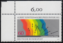 1019 Nobelpreisträger Physik Einstein ** Ecke O.l. - Unused Stamps