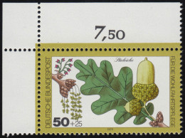 1025 Bäume 50+25 Pf Stieleiche ** Ecke O.l. - Unused Stamps
