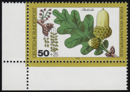 1025 Bäume 50+25 Pf Stieleiche ** Ecke U.l. - Unused Stamps