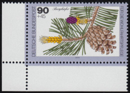 1027 Bäume 90+45 Pf Bergkiefer ** Ecke U.l. - Unused Stamps