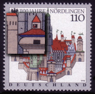 1965II Nördlingen - Plattenfehler Schwarzer Fleck Unten Im Turm, Feld 4, ** - Variedades Y Curiosidades