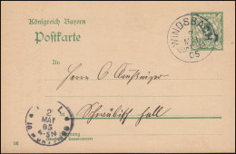 Bayern Postkarte P 66/03 Von WINDSBACH 2.5.1905 Nach HALL (SCHWÄBISCH) 2.5. - Interi Postali