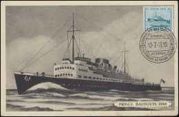 Belgien 755 Prince Baudouin Maximumkarte SSt Schiffslinie Oostende-Dover 10.7.46 - Bateaux