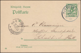 Bayern Postkarte P 66/01 Von TITTLING 18.5.1903 Nach HALL (SCHWÄBISCH) 19.5.03 - Postal  Stationery