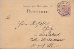 Postkarte P 10 Ziffer 5 PFENNIG Von RAUTENKRANZ 28.5.1880 Nach Karlsbad / Böhmen - Autres & Non Classés