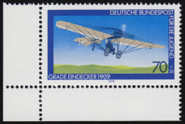 967 Jugend Luftfahrt 70+35 Pf ** Ecke U.l. - Unused Stamps