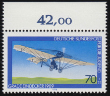 967 Jugend Luftfahrt 70+35 Pf ** Oberrand - Unused Stamps