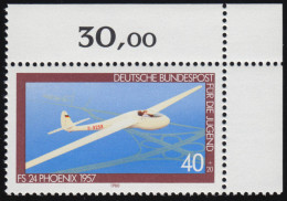1040 Jugend Luftfahrt 40+20 Pf ** Ecke O.r. - Unused Stamps