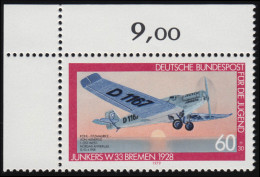 1007 Jugend Luftfahrt Junkers 60+30 Pf ** Ecke O.l. - Ungebraucht