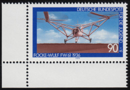 1008 Jugend Luftfahrt 90+45 Pf ** Ecke U.l. - Unused Stamps