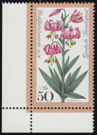 984 Waldblumen 50+25 Pf Türkenbund ** Ecke U.l. - Unused Stamps