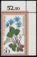 985 Waldblumen 70+35 Pf Leberblümchen ** Ecke O.r. - Unused Stamps