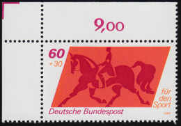 1047 Sporthilfe 60+30 Pf Dressurreiten** Ecke O.l. - Unused Stamps