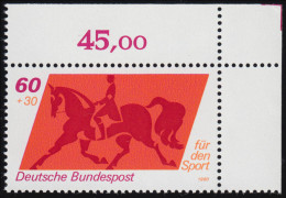 1047 Sporthilfe 60+30 Pf Dressurreiten** Ecke O.r. - Unused Stamps