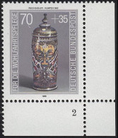 1297 Wohlfahrt Kostbare Gläser 70+35 Pf ** FN2 - Unused Stamps