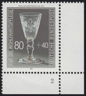 1298 Wohlfahrt Kostbare Gläser 80+40 Pf ** FN2 - Unused Stamps