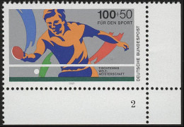 1408 Tischtennis-WM 100+50 Pf ** FN2 - Unused Stamps